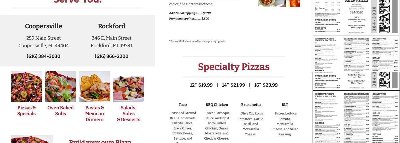 Fatzo's Pizza Coopersville Menu