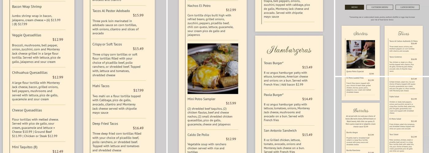 El Potro Mexican Menu