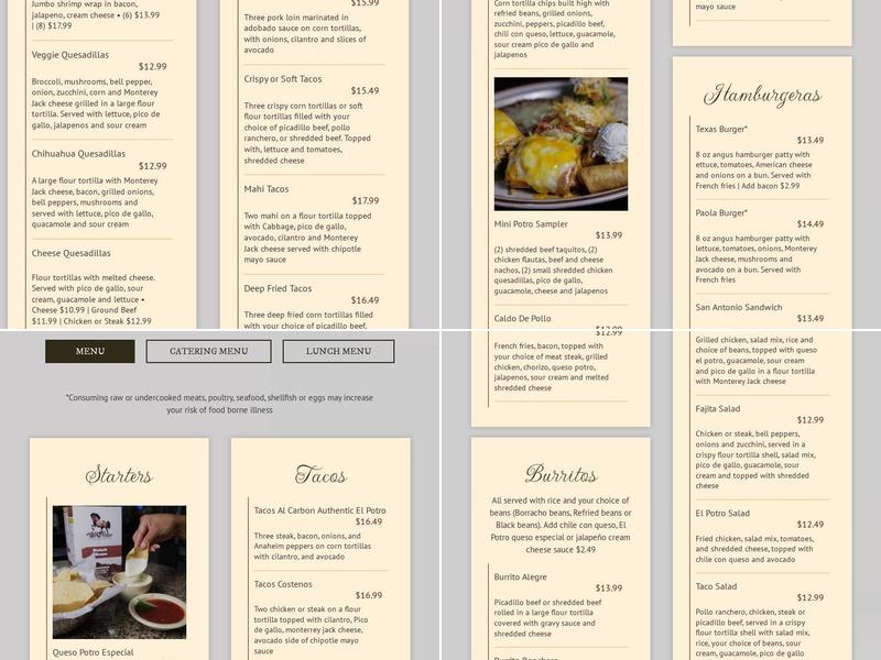 El Potro Mexican Menu