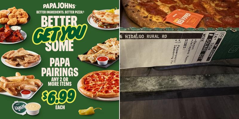 Papa Johns Pizza Menu