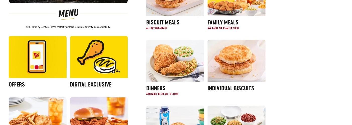 Bojangles Menu