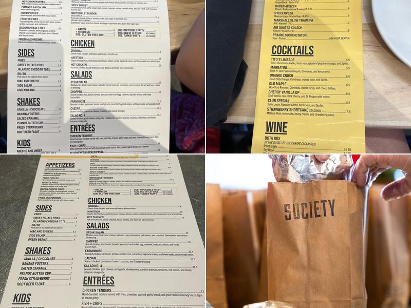 Society Burger Menu