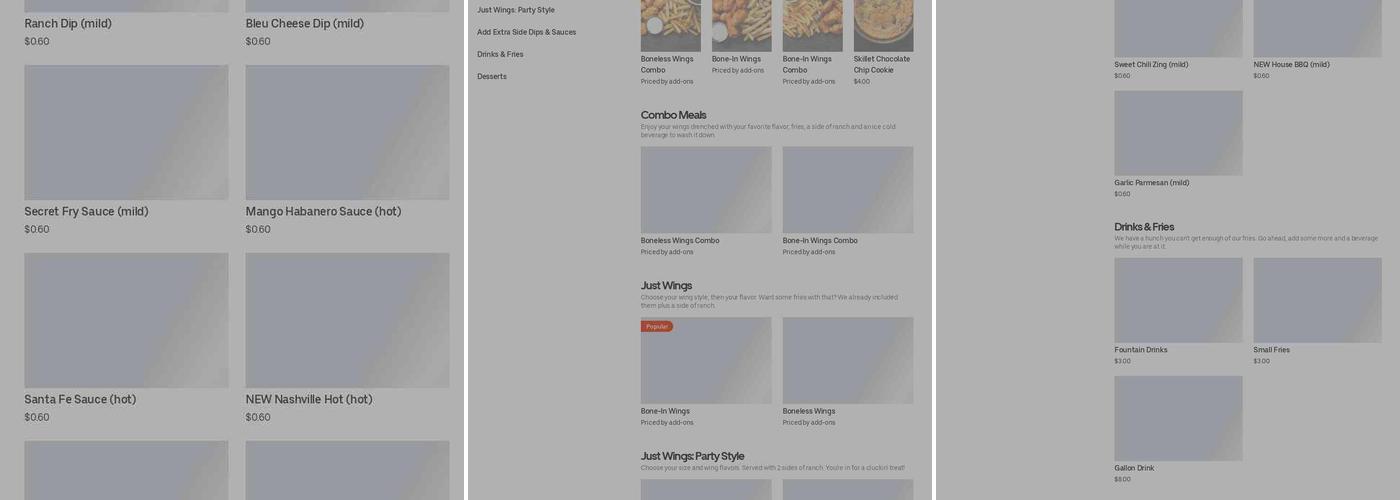 It's Just Wings Menu