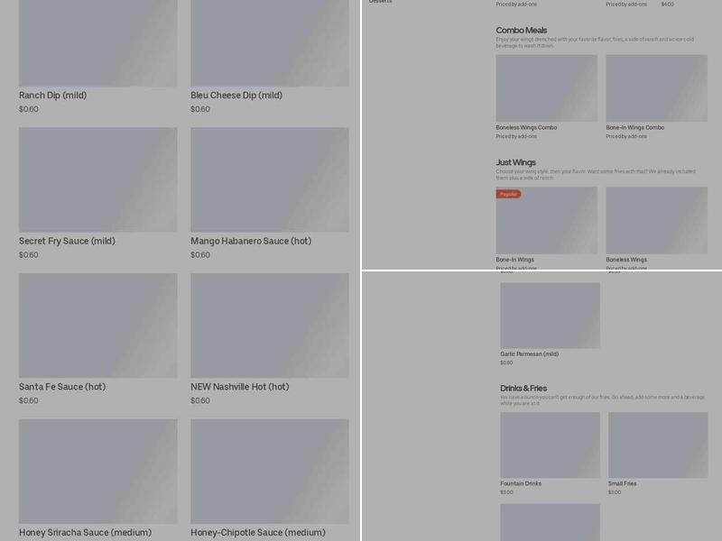 It's Just Wings Menu