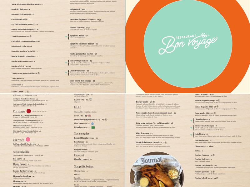 Restaurant Bon Voyage Rivière-du-Loup Menu