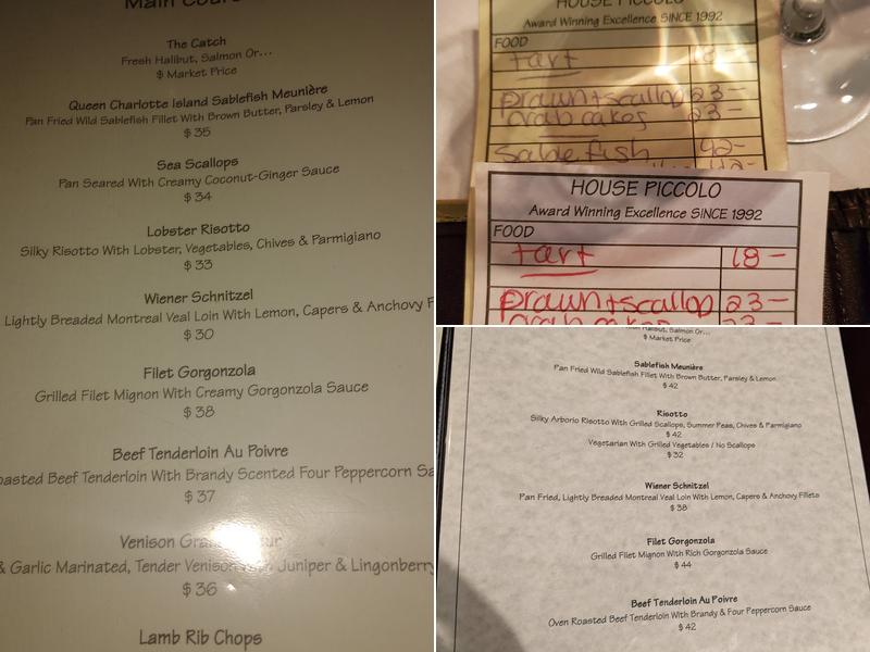 House Piccolo Menu