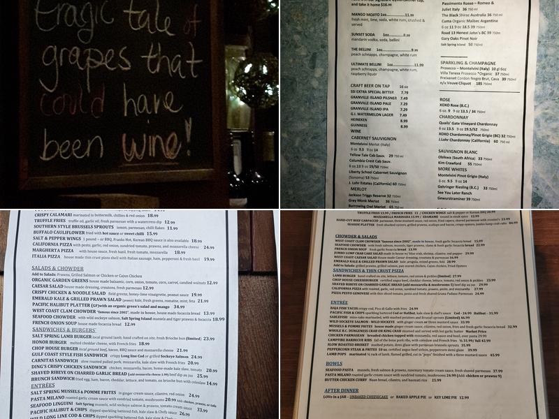 Oystercatcher Seafood Bar & Grill Menu