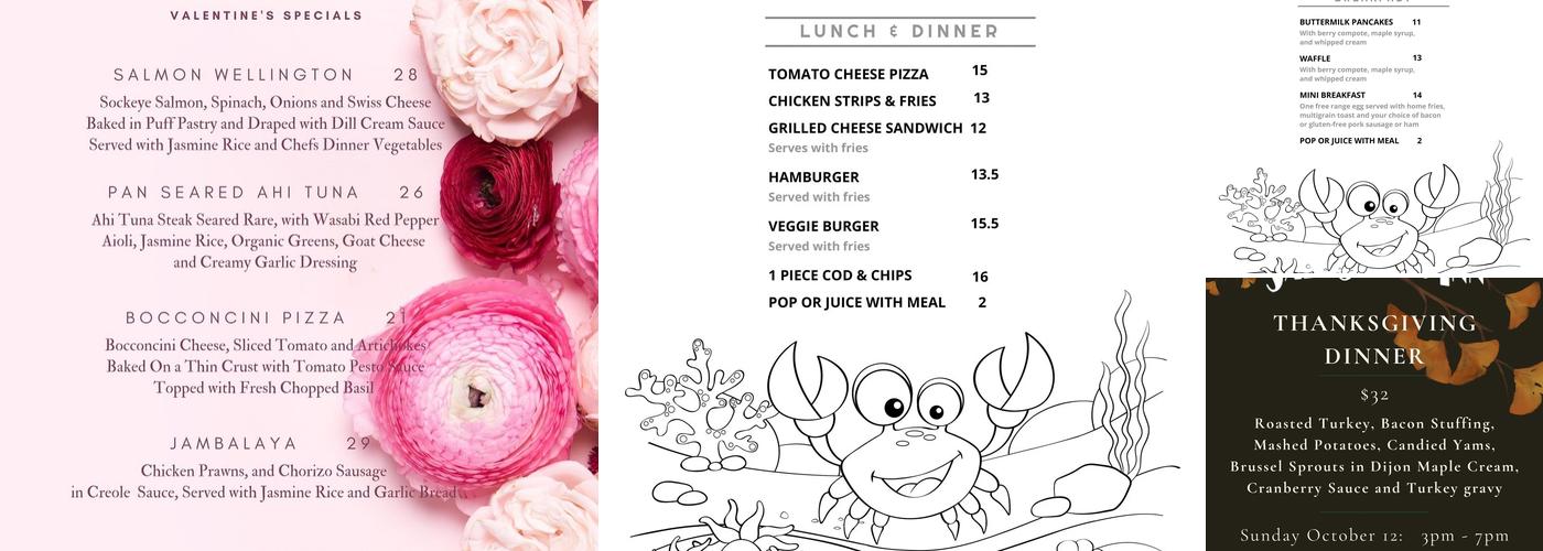 The Restaurant at The Saltspring Inn Menu