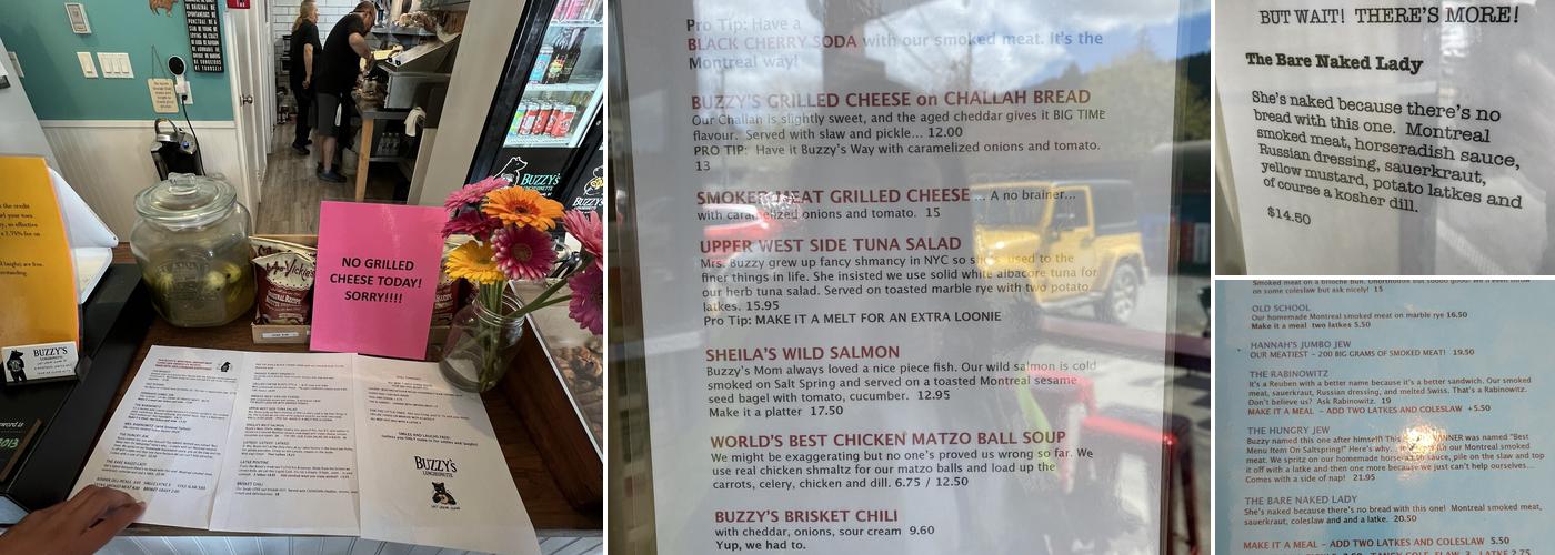 Buzzy's Luncheonette Menu
