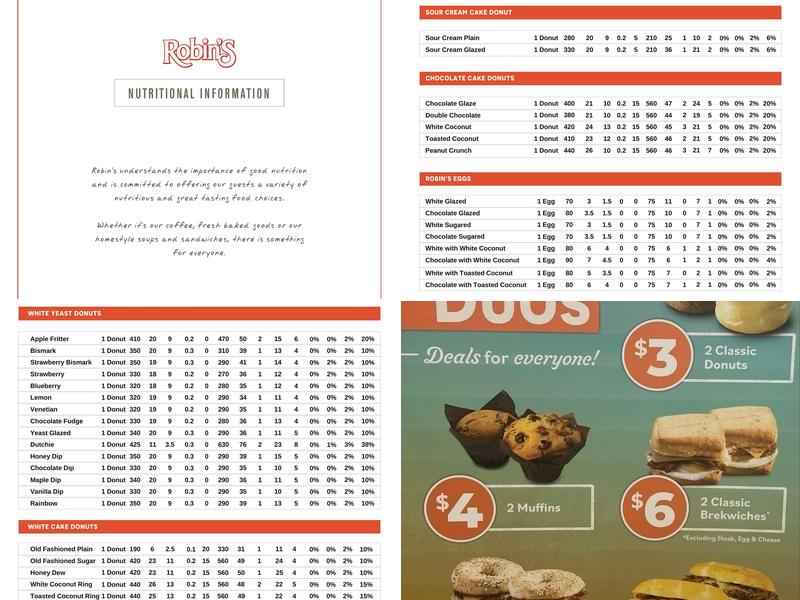 Robin's Donuts Menu