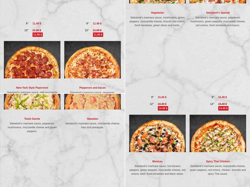 Pizza Salvatoré Menu