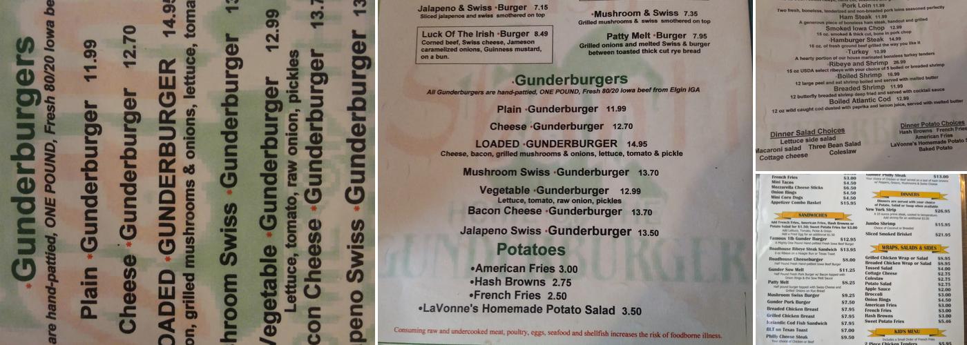 Gunder Roadhouse Menu