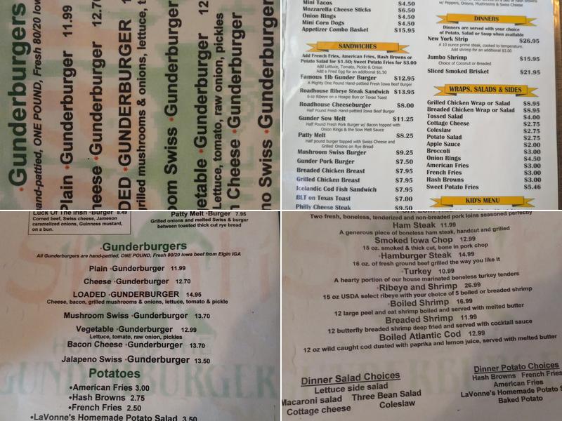 Gunder Roadhouse Menu