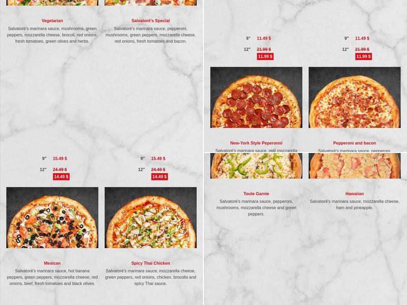 Pizza Salvatoré Menu