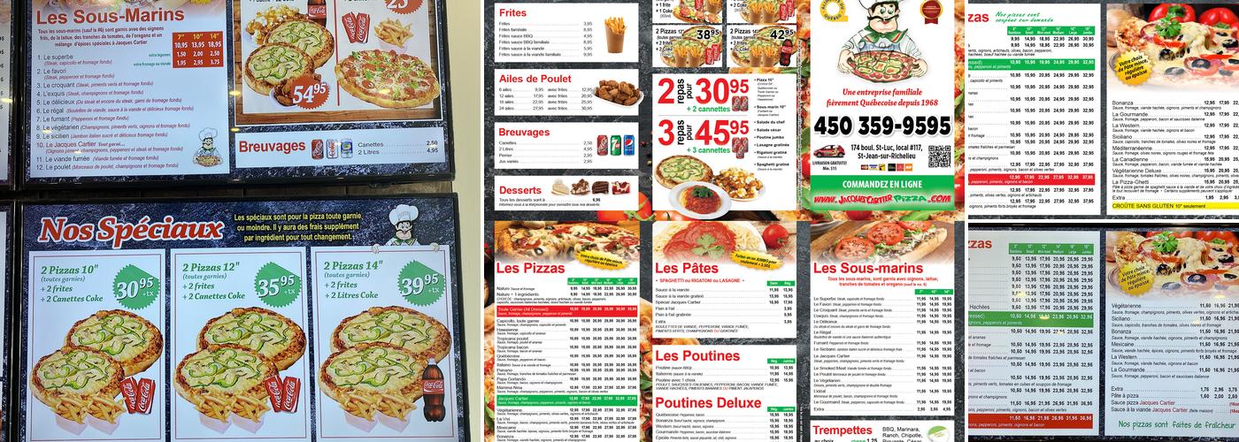 Jacques Cartier Pizza - St-Jean-sur-Richelieu Menu