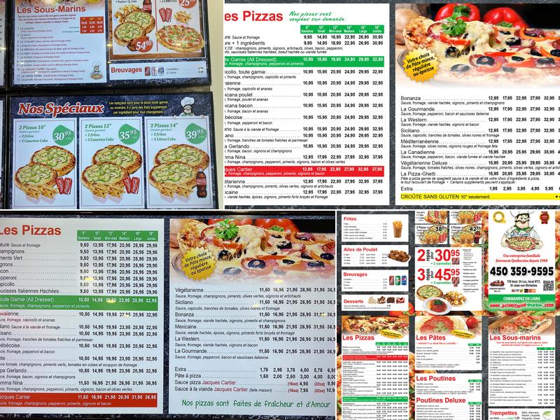 Jacques Cartier Pizza - St-Jean-sur-Richelieu Menu