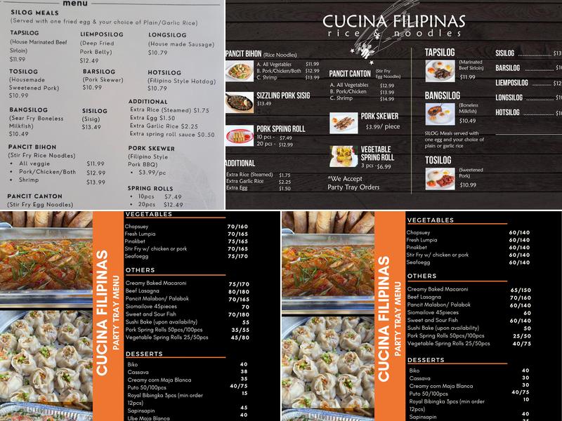 Cucina Filipinas rice&noodles Menu