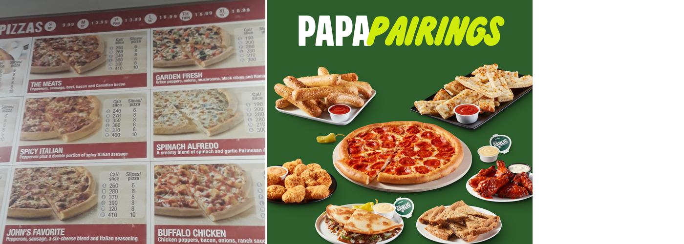 Papa Johns Pizza Menu