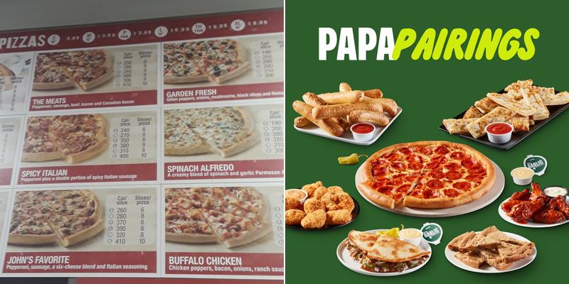 Papa Johns Pizza Menu