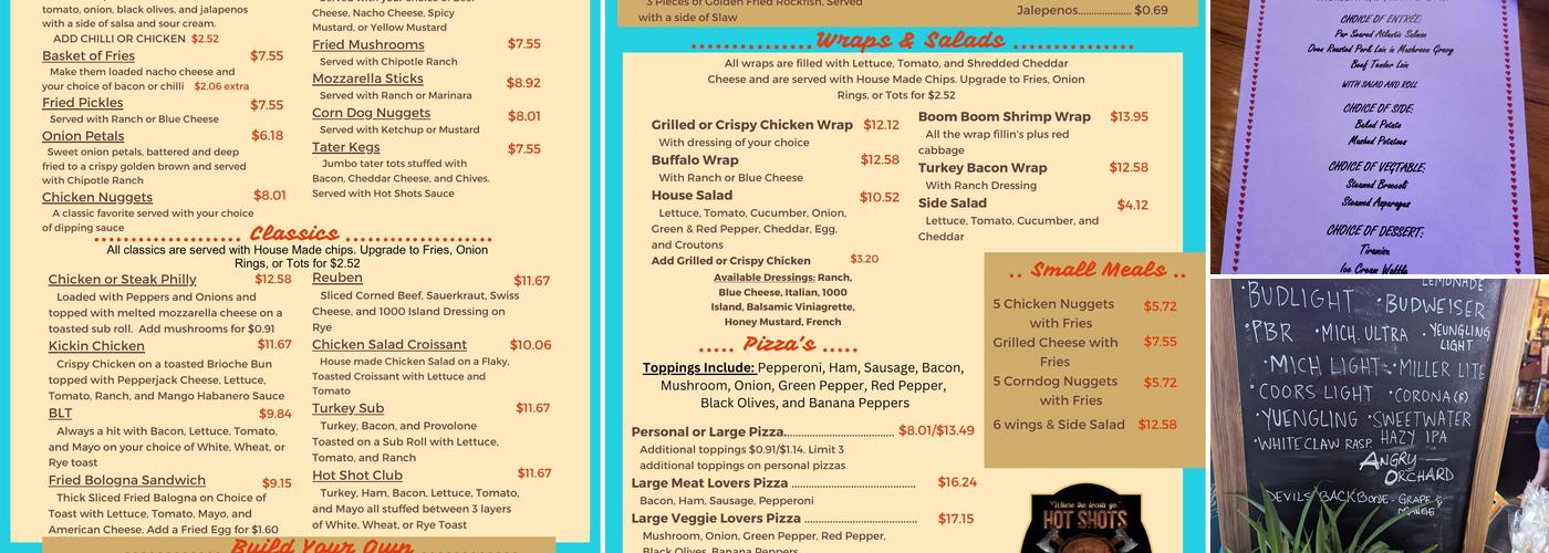 Hot Shots Bar and Grill Menu