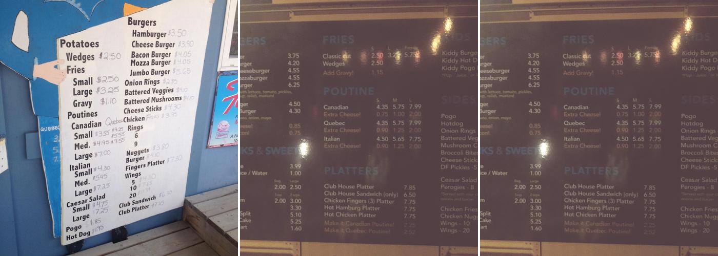 The Bus Stop Menu