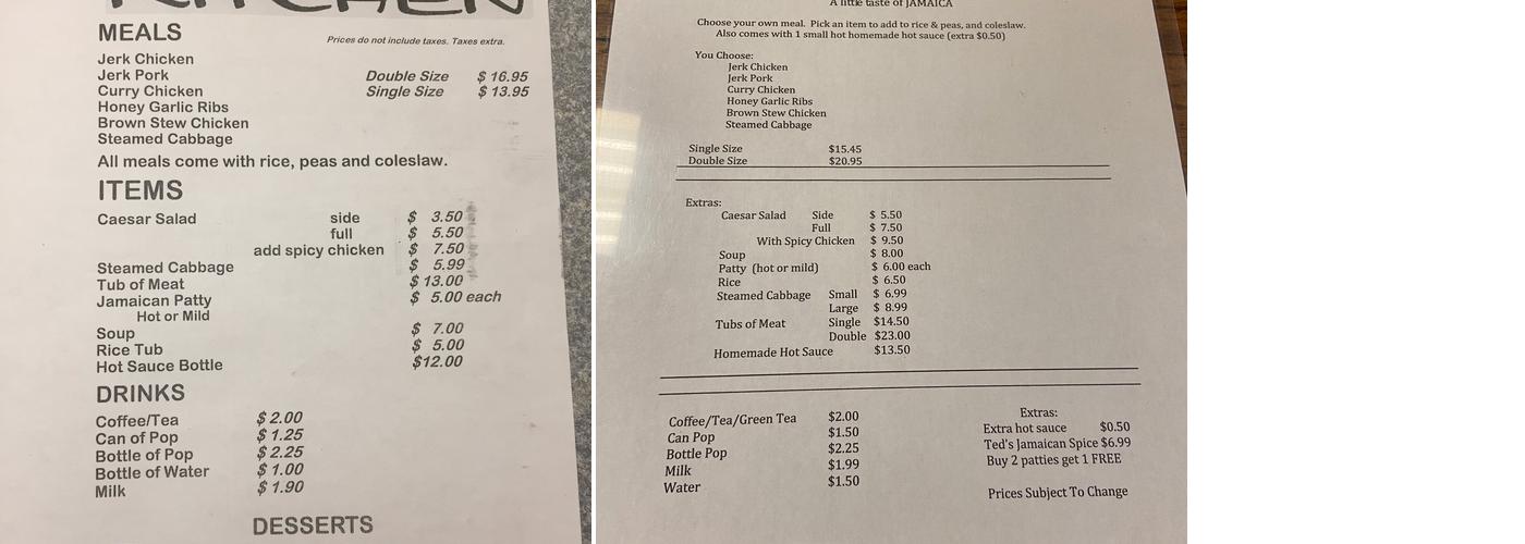 The Afro Kitchen Menu