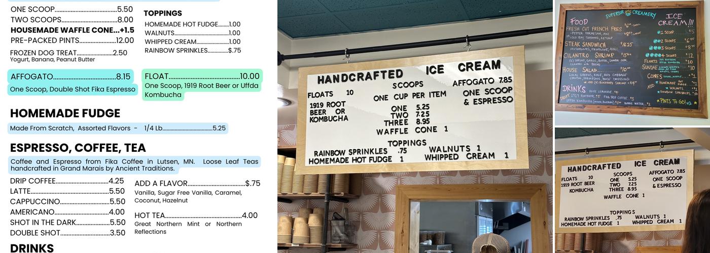 Superior Creamery Menu