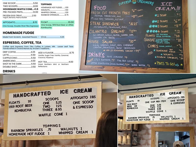 Superior Creamery Menu