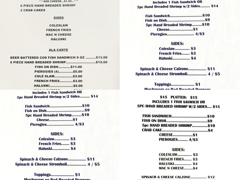 American Ukrainian Citizens Menu