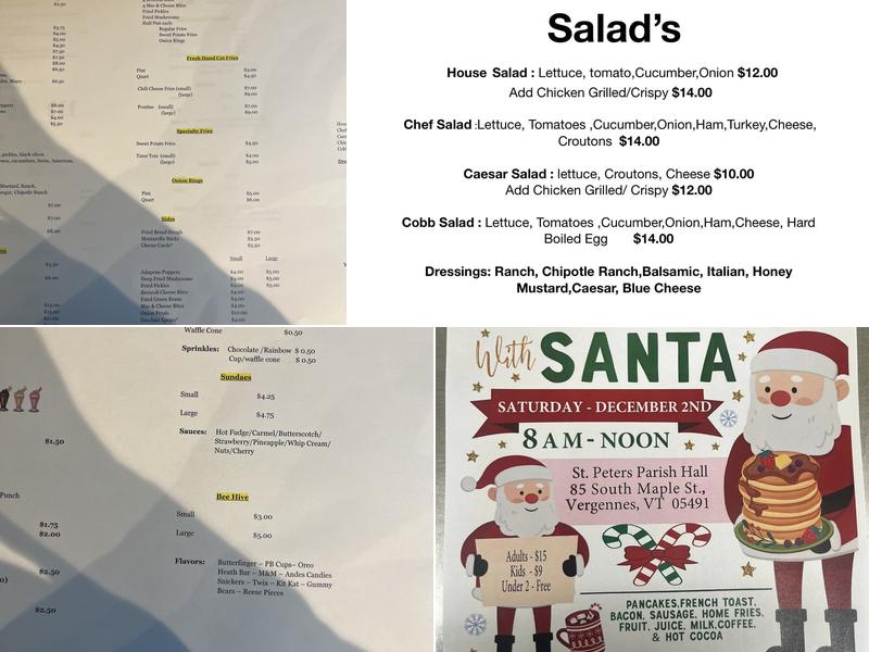 Queen Bee's Snack Bar Menu