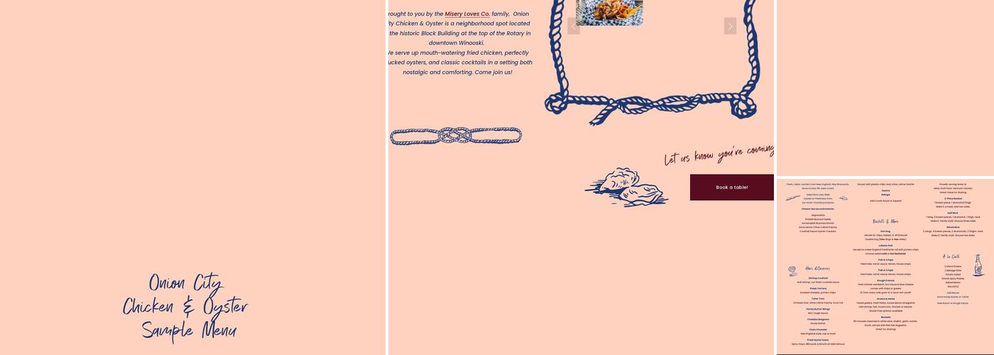 Onion City Chicken & Oyster Menu