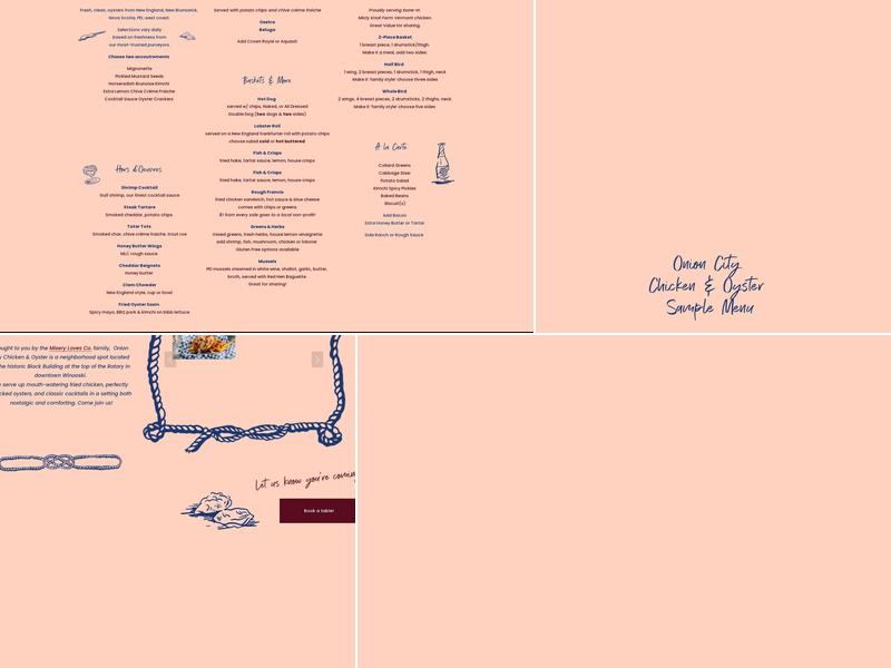 Onion City Chicken & Oyster Menu