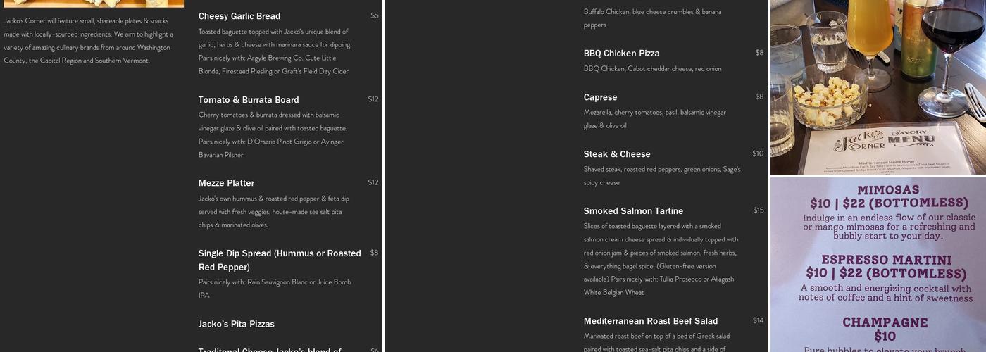 Jacko's Corner Menu