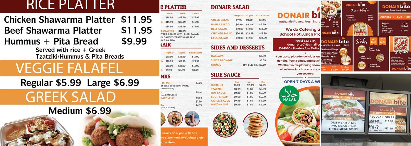 Donair Bite Menu