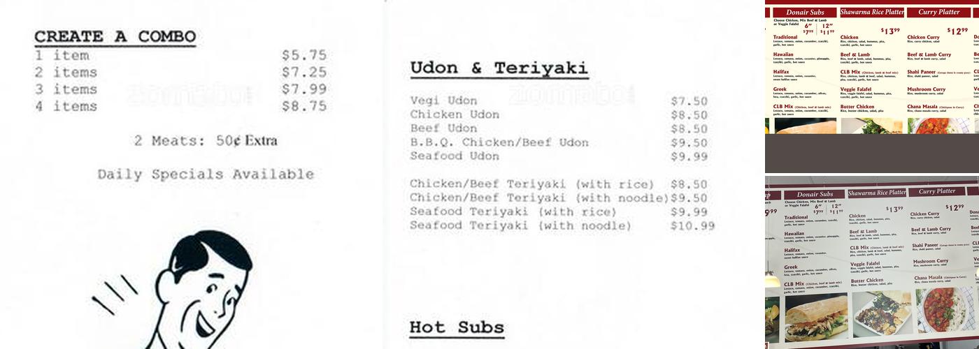 Tilbury Shop Donair Menu