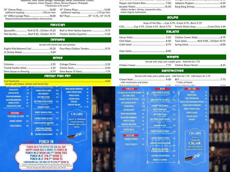The Office Ultra Lounge and Grill Menu