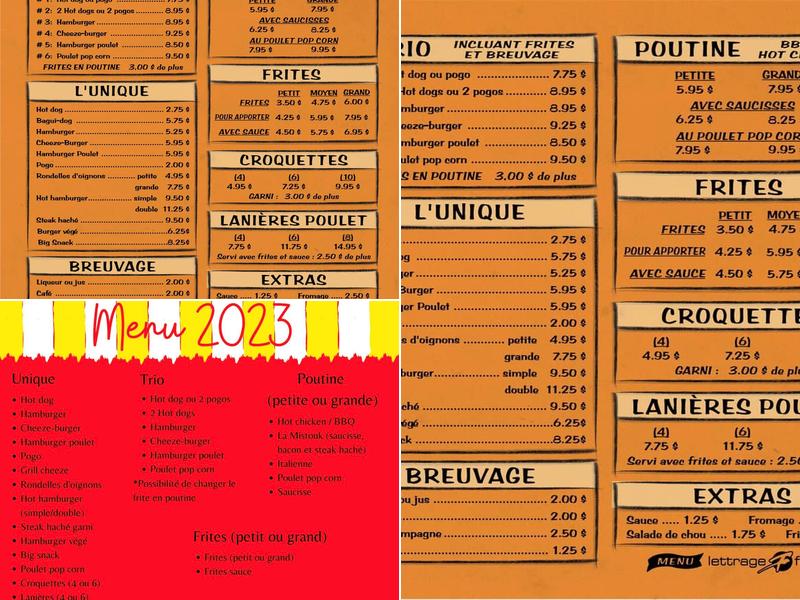 Cabane à Patates Menu