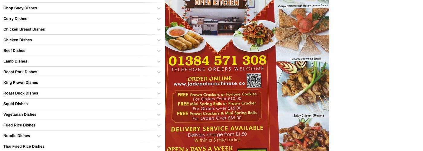 JADE PALACE Chinese And Thai Takeaway Menu