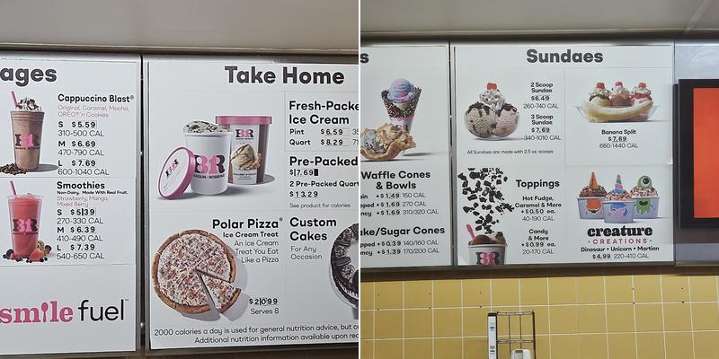 Baskin-Robbins Menu