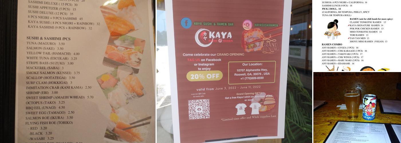 Kaya Sushi & Ramen Menu