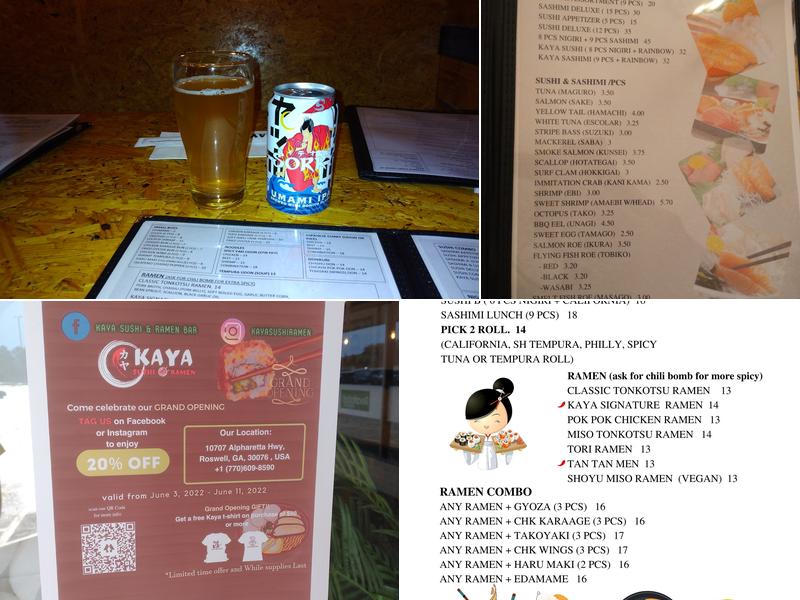 Kaya Sushi & Ramen Menu