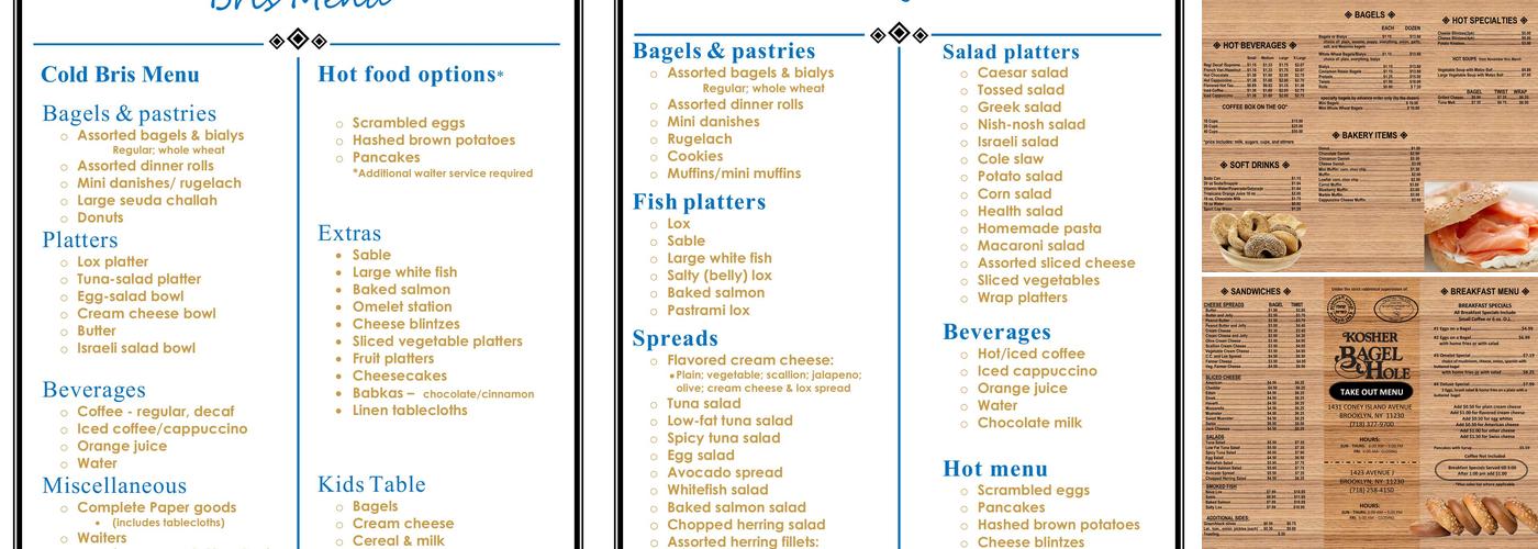 Kosher Bagel Hole Menu