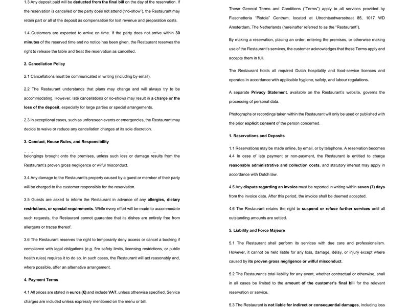 Fiaschetteria “Pistoia” Menu