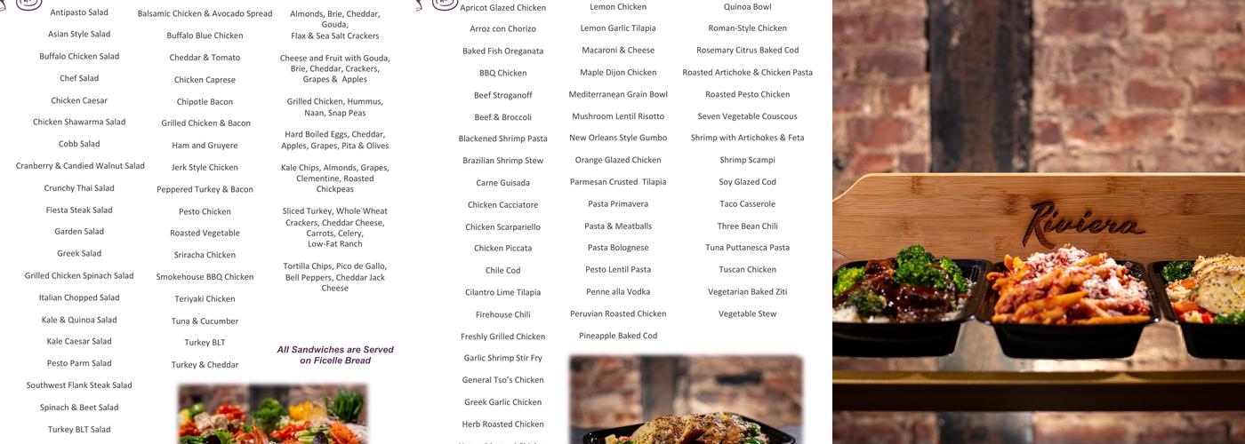 Riviera Hospitality Group Menu