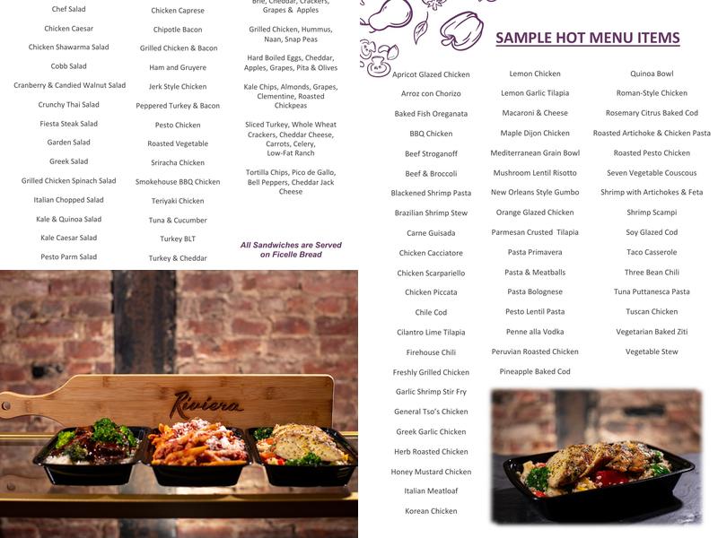 Riviera Hospitality Group Menu