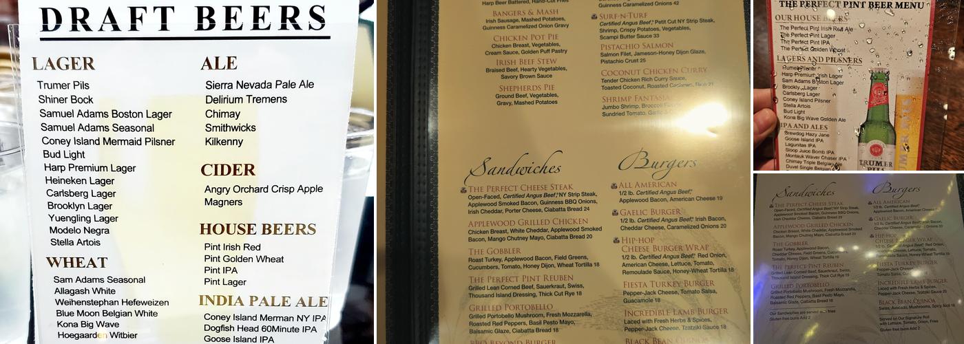 The Perfect Pint Menu