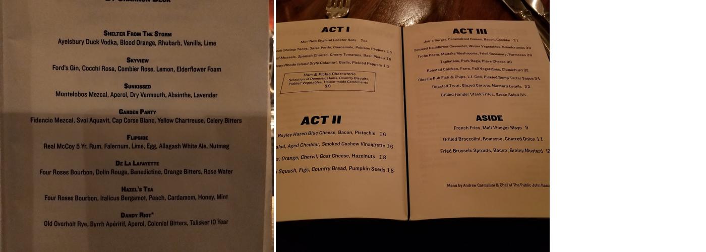 The Library at the Public Menu