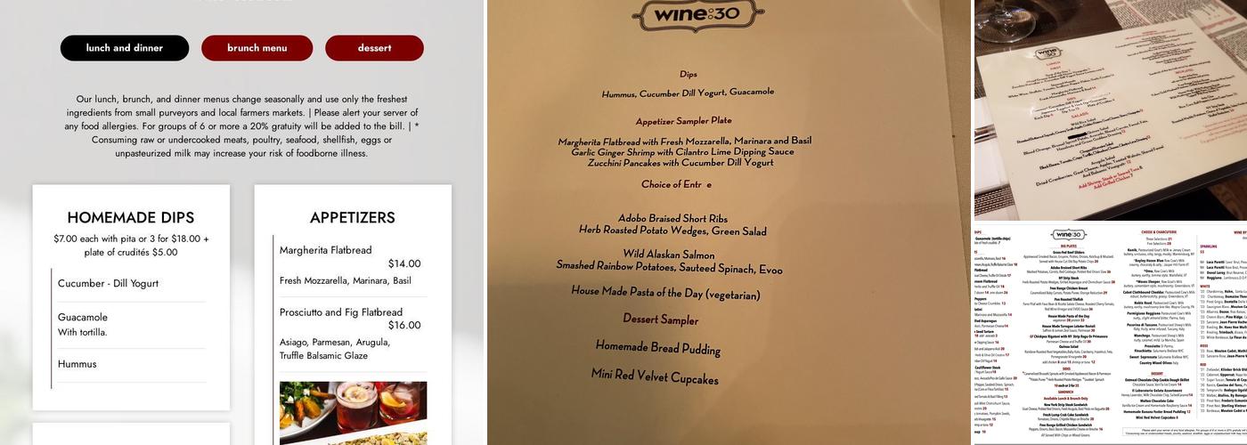 Wine:30 Menu
