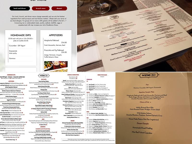 Wine:30 Menu