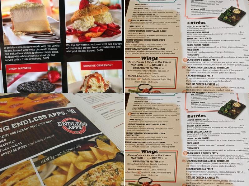 TGI Fridays Menu